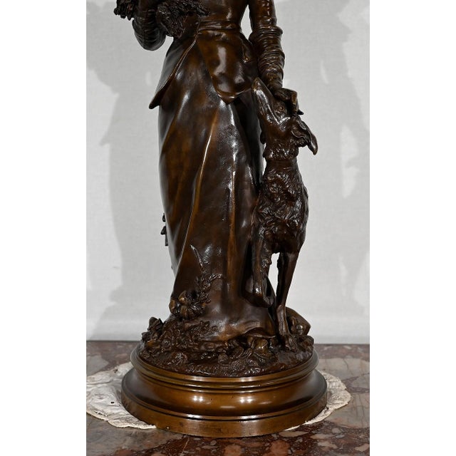 Metal A. Gaudez, L’élégante et son chien, 19th Century, Bronze For Sale - Image 7 of 18