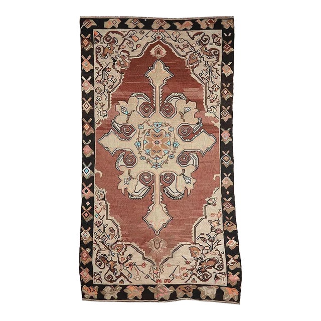 Vintage Turkish Wool Kars Kilim Rug For Sale