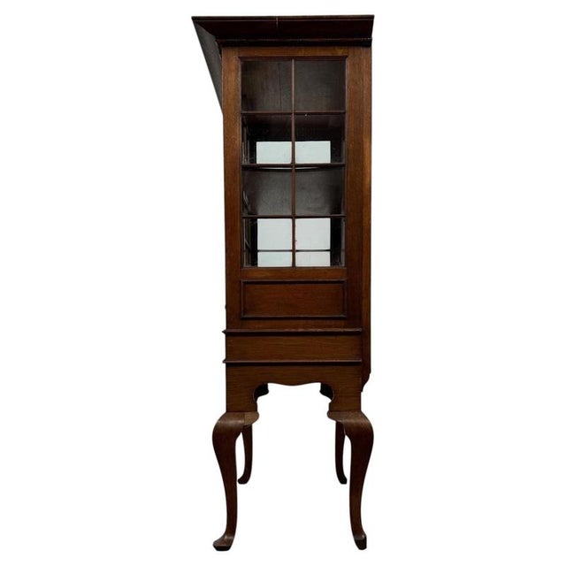 Vintage English Oak Display Vitrine Cabinet, 1920 For Sale - Image 3 of 13