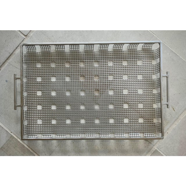 Modern Late 20th-Century Industrial Chic Wrought & Perforated Steel Double-Handled Tray For Sale - Image 3 of 18