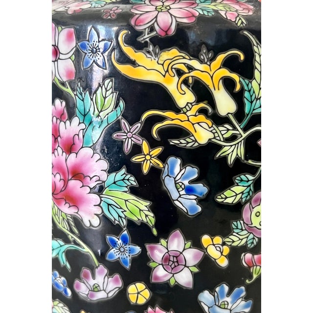 Black Vintage 1000 Flowers Chinese Famille Noire Black Porcelain Tea Pot, Jingdezhen (Millefleurs) For Sale - Image 8 of 9