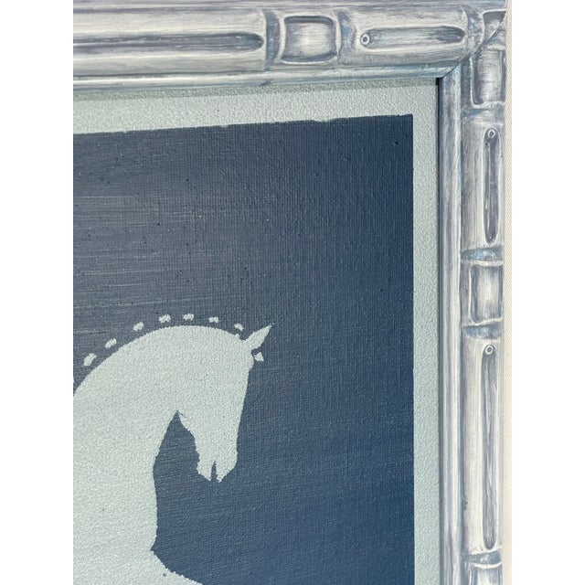 Primitive Horse Painting in Navy & Slate Blue For Sale - Image 9 of 9