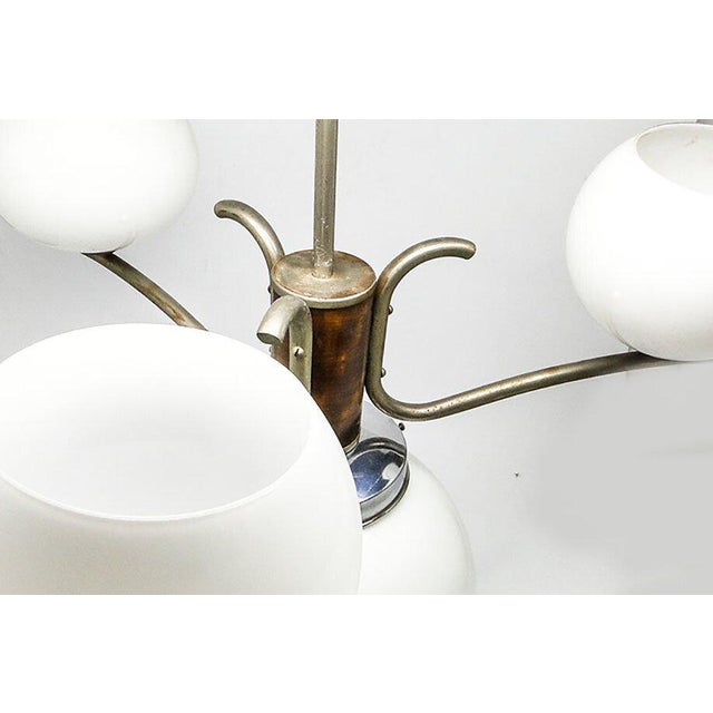 Art Deco Chandelier with Glass Globes, Czechoslovakia, 1950s For Sale - Image 14 of 18