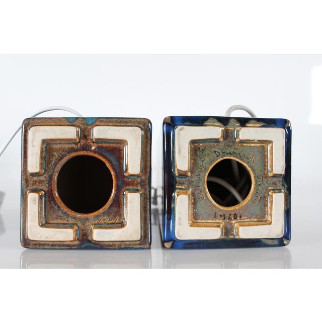 Vintage Danish Sculptural Table Lamps with Glossy Dark Blue Glaze from Søholm, 1960s, Set of 2 For Sale - Image 16 of 17