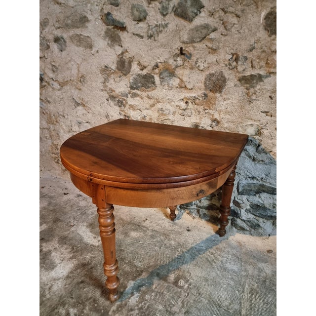 Antique Folding Demi-Lune Dining Table in Walnut, 1890s For Sale - Image 13 of 18