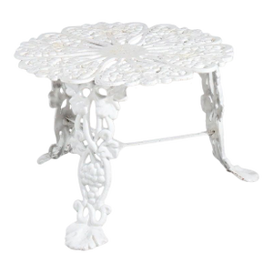 Antique White Painted Grape & Leaf Wrought Iron Garden Side Table C1890