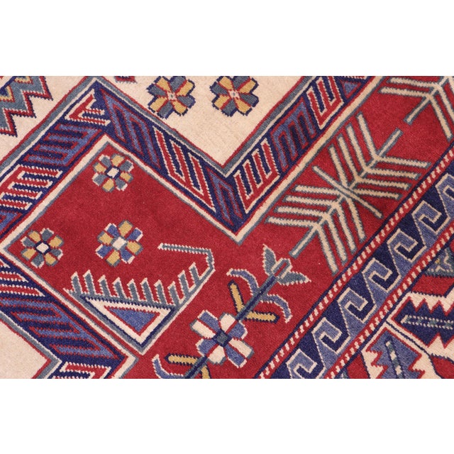 Shabby Chic Tribal Shirwan Red/Beige Wool Rug - 4'7''x6'2'' For Sale - Image 4 of 10