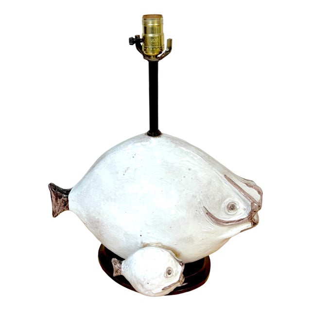 Italian Pottery Fish Lamp by Ivo De Santis for Gli Etruschi, Florence, Large For Sale