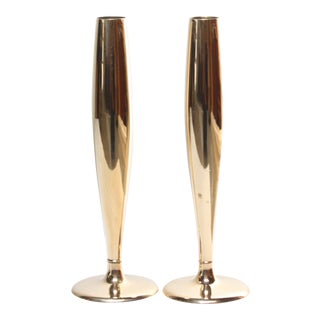 Art Deco Dirigold Goldware Bud Vases - A Pair For Sale