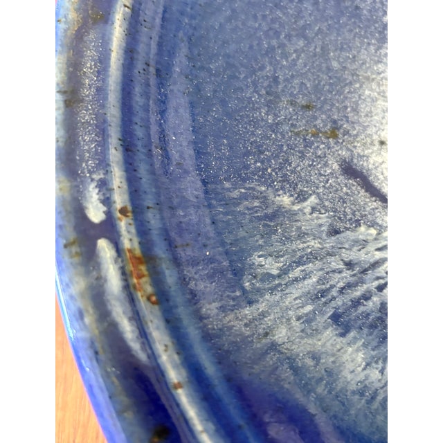 Vintage Signed Studio Pottery Cobalt Blue Centerpiece Bowl For Sale - Image 4 of 8