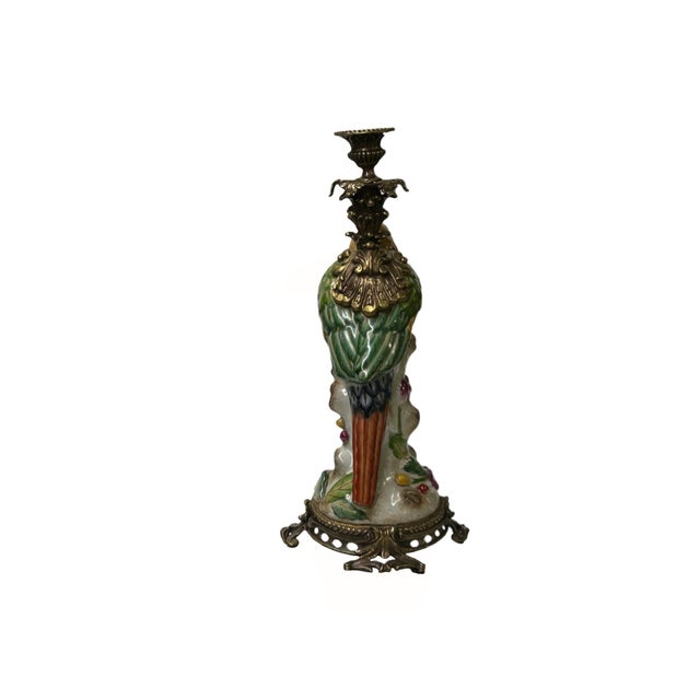 Vintage Handmade Ceramic Parrot Figure Candle Holder For Sale - Image 4 of 9