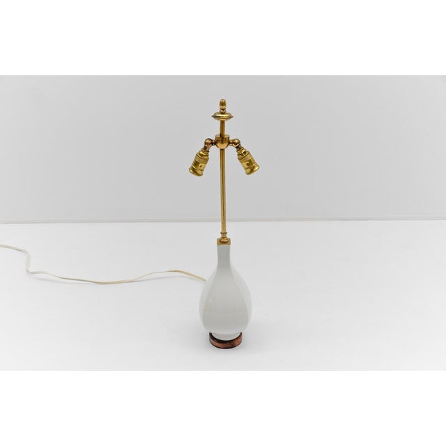 Porcelain Table Lamp by Trude Petri for KPM Berlin, 1960s, in Very Good conditions. Designed 1960 to 1969 European Plug...