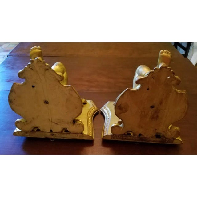 Italian 19th Century Italian Barretti Florence Carved Wood Angel Shelves - a Pair For Sale - Image 3 of 11