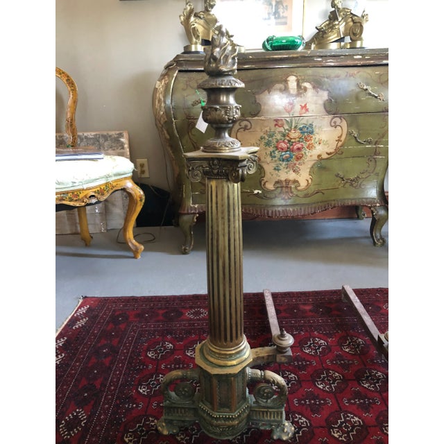 1900 Neoclassical Brass Pillar Fireplace Andirons - a Pair For Sale In Minneapolis - Image 6 of 13