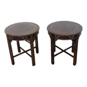 Lane Hollywood Regency Inlay Side End Tables a Pair