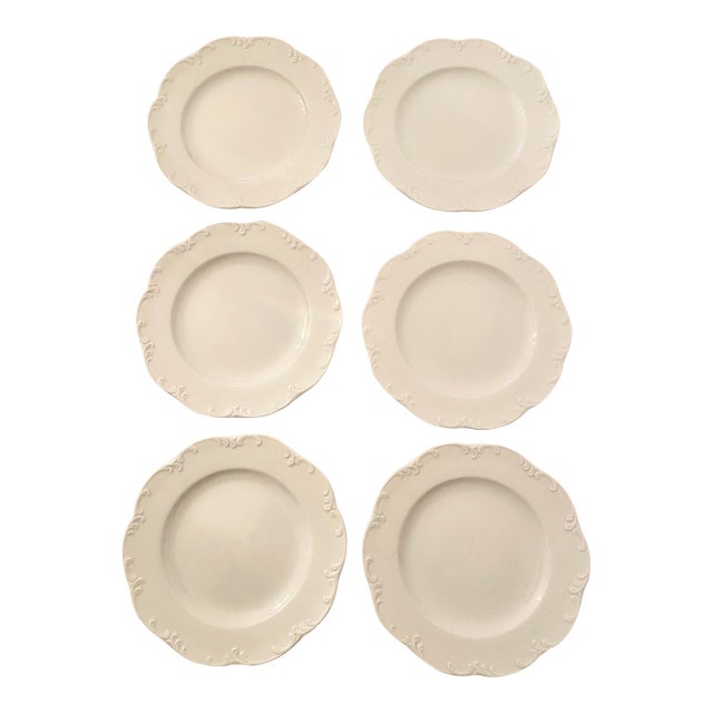 Vintage Rosenthal Classic Rose White Monbijou Bread, Dessert, Appetizer- Set of 6 Plates Mint Condition For Sale