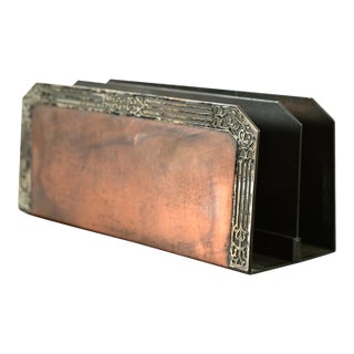 Heintz Arts & Crafts Sterling Silver on Bronze Letter Rack For Sale