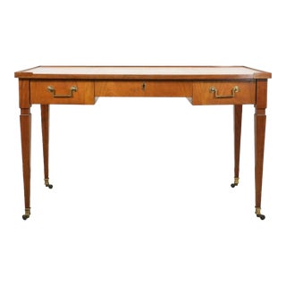 Baker Furniture French Directoire Style Walnut Writing Desk on Casters For Sale