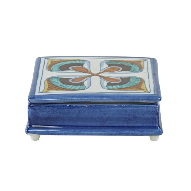 Turquoise Vintage Italian Toscari Ceramic Box, 1970s For Sale - Image 8 of 8