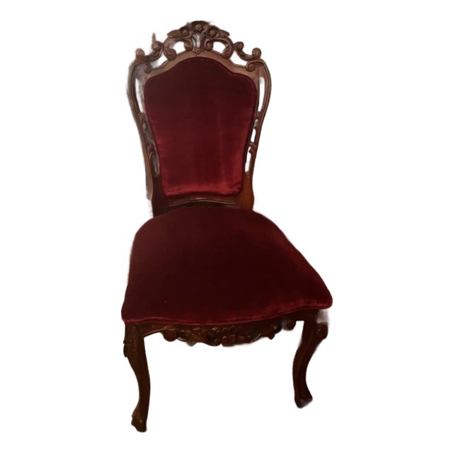 Louis XV Style Chair With Red Velvet For Sale