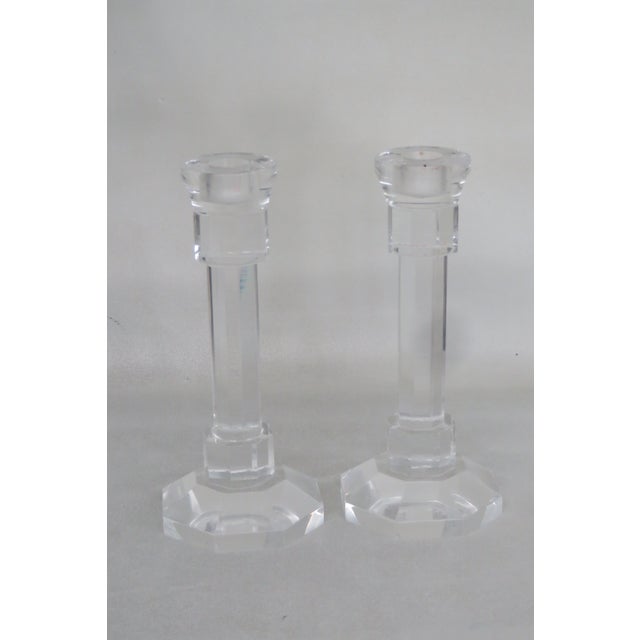 Lucite Candlesticks Candle Holders a Pair 4349b For Sale - Image 4 of 9