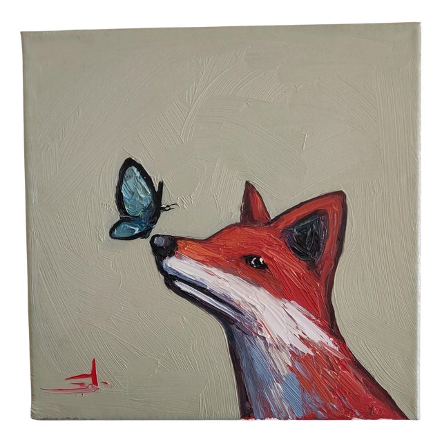 Vivek Mandalia, Red Fox, Oil on Canvas For Sale