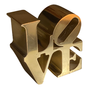Authentic Vintage 1970s Robert Indiana "Love" Brass or Gold-Tone Paperweight