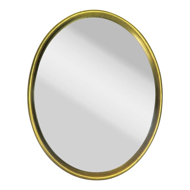 1940s Giltwood Oval Beveled Mirror For Sale