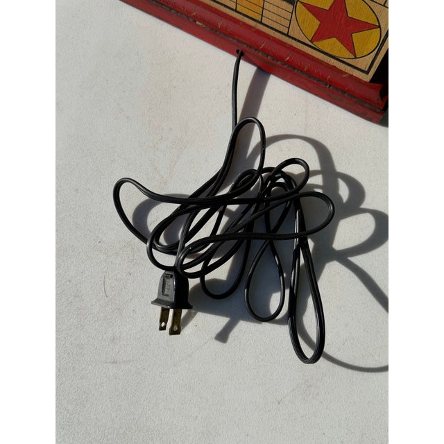 Vintage Folk Art Game Board Painted Wood Table Lamp For Sale - Image 9 of 11