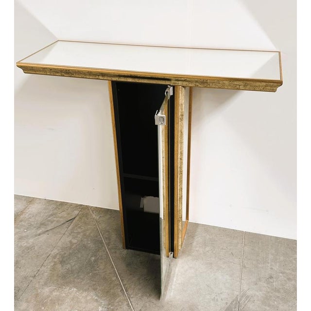 Vintage Deknudt Mirrored Console Table with Hidden Cabinet, Belgium, 1970s For Sale - Image 4 of 10