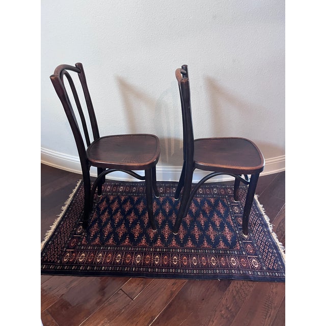 Set of 2 - Antique Bentwood Chairs, Bistro Chairs, Thonet-Style, J & J Kohn-Style, Made in Poland For Sale In Dallas - Image 6 of 12