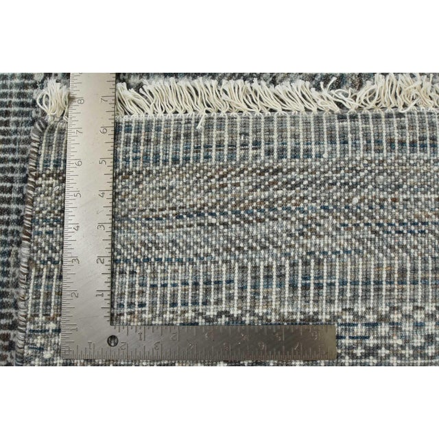 Fine Contemporary Rug 8'2'' X 10'2'' Blue Ivory Wool Hand-Knotted Carpet For Sale - Image 12 of 12