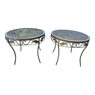 Vintage O.W. Lee Garden Park Wrought Iron Side Tables - A Pair For Sale