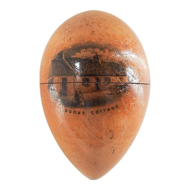 Antique 19th Century Scottish Robert Burns Cottage Wood Thimble Holder For Sale