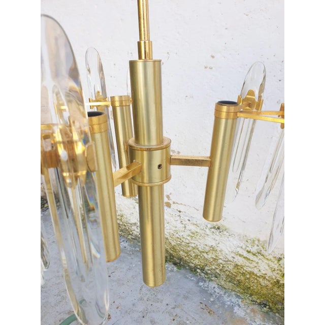 Mid-Century Modern Italian Brass & Crystal Glass Chandelier by Gaetano Sciolari for Sciolari, 1966 For Sale - Image 10 of 12
