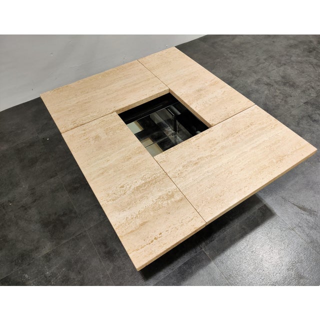 Vintage Travertine Hidden Bar Coffee Table, 1970s For Sale - Image 9 of 9