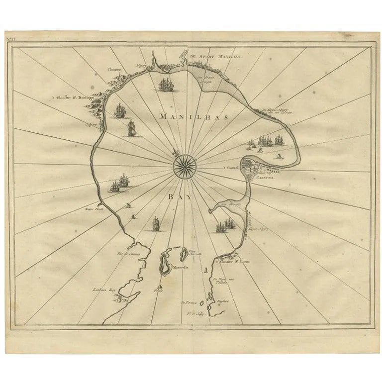 Antique Engraved Map of Manila Bay, 1726 | Chairish
