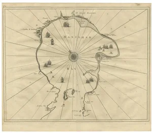 Antique Engraved Map of Manila Bay, 1726