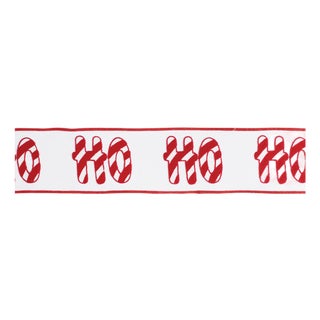 HO HO HO Candy Cane Wired Cotton Ribbon 4" x 5 Yds. For Sale