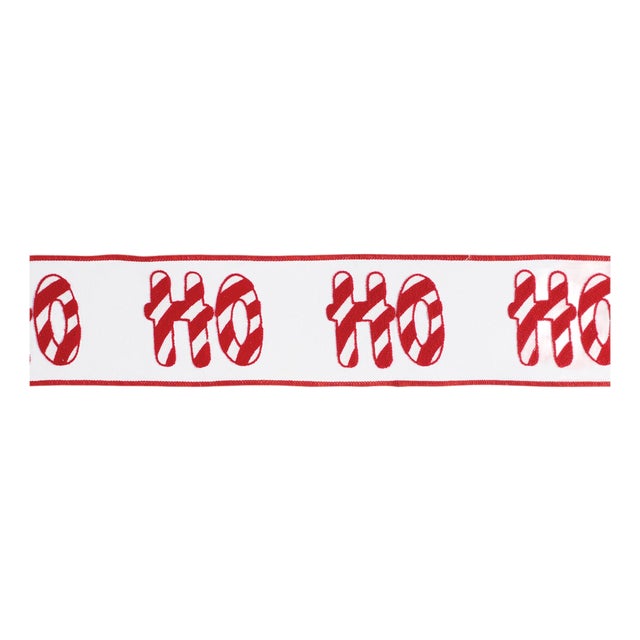 HO HO HO Candy Cane Wired Cotton Ribbon 4" x 5 Yds. For Sale