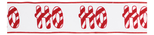 HO HO HO Candy Cane Wired Cotton Ribbon 4" x 5 Yds.