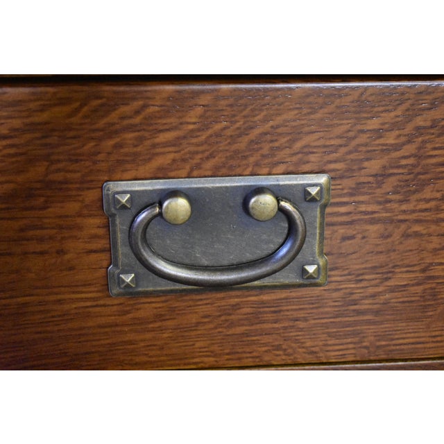 Mission Style Solid Quarter Sawn Oak Keyhole Nightstand For Sale - Image 4 of 7