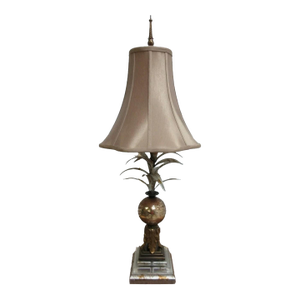 1990s Fine Art Lamps Gold Gilt Mercury Glass Italian Regency Column Table Lamp Shade
