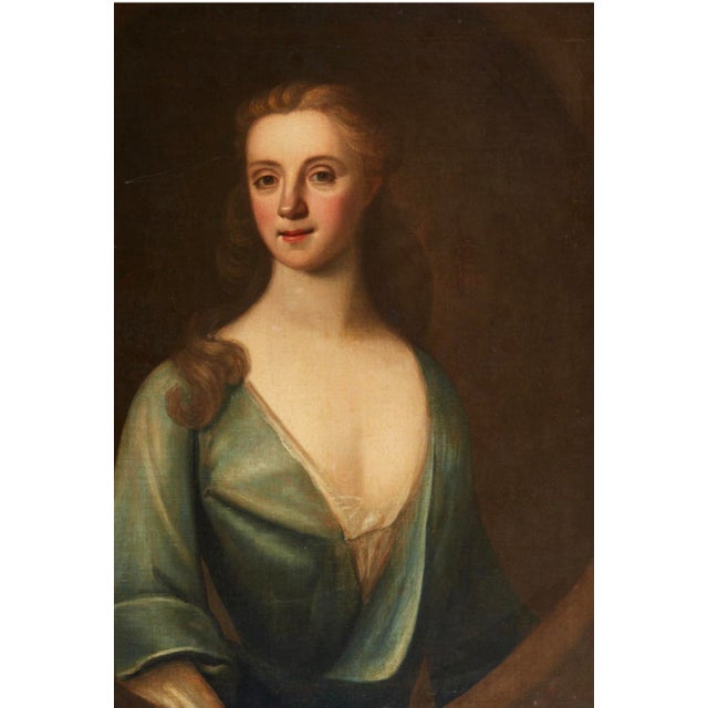 Early 18th Century English Portrait of a Lady in Blue, Attributed to Enoch Seeman For Sale - Image 4 of 10