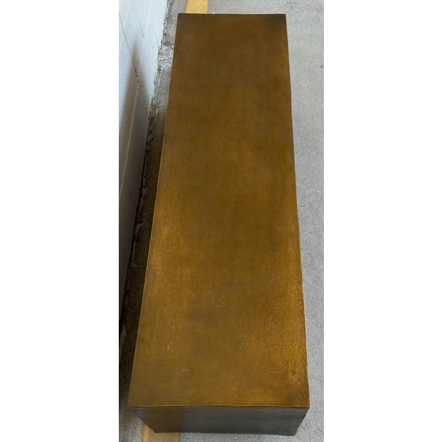 Modern Currey & Co. Modern Antique Brass Finished Jahnu Bench For Sale - Image 3 of 4