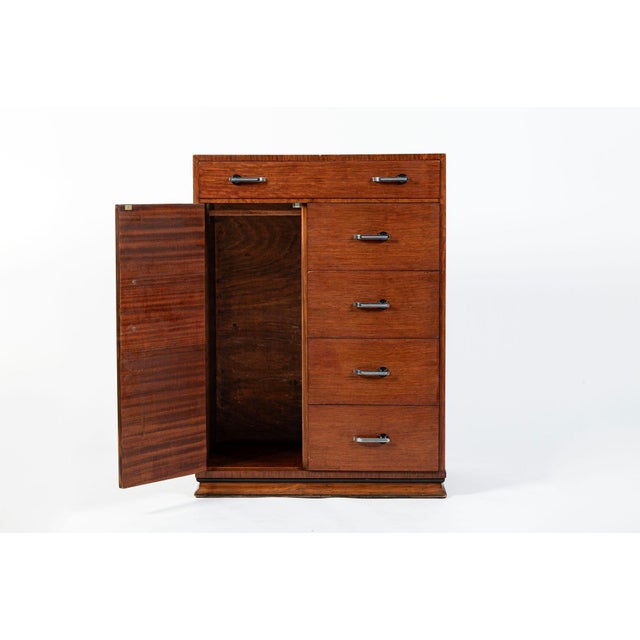 Art Deco Tiger Wood Dresser Cabinet, Vintage Streamline Modern 1940s For Sale - Image 4 of 15