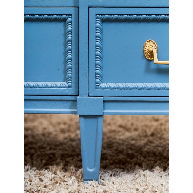 Wood Mid 20th Century Henredon Château Sky Blue Hollywood Regency Dresser For Sale - Image 7 of 12