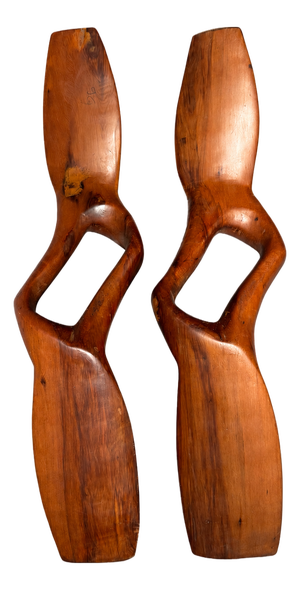 After Alexandre Noll, Abstract Wood Wall Diptych, 1970s, Walnut, Set of 2