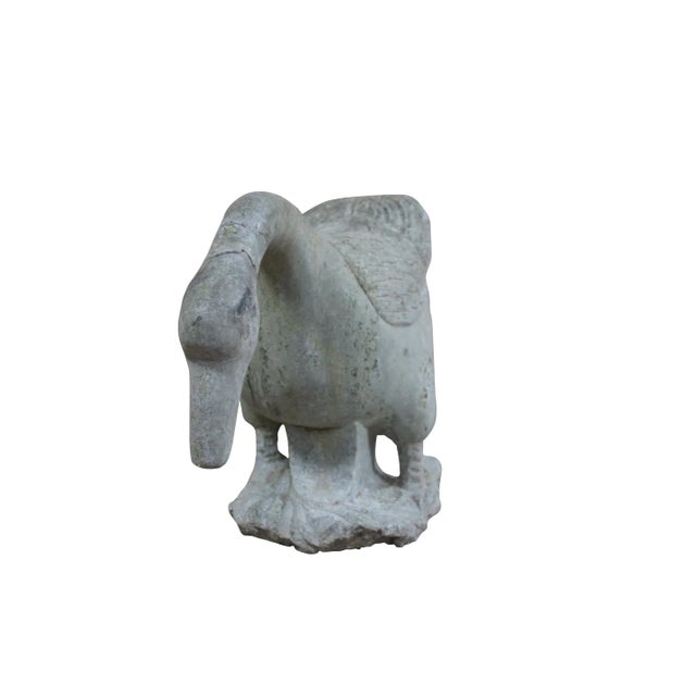 Heavy antique carved stone goose garden sculpture. Made in Italy circa 1930s. Dimensions: 23.5" x 8" x 14.5"h