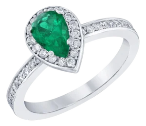 0.76 Carat Emerald Diamond Engagement 14 Karat White Gold Ring, Size 7